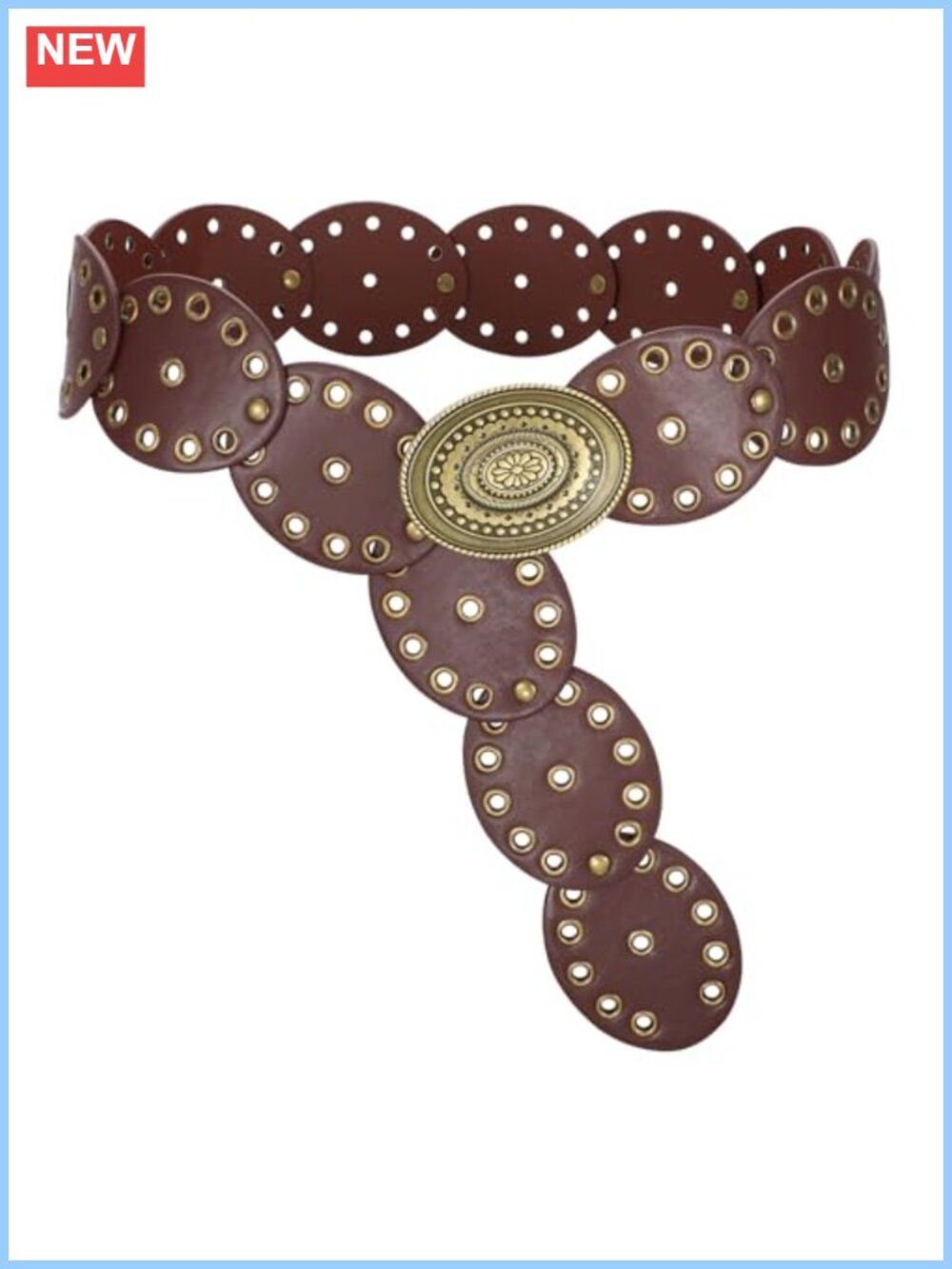 PU Leather Western Concho Belt Adjustable Buckle Cowgirl Boho Belt